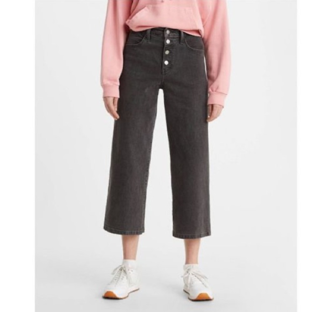 Levi's Rise Wide Leg Cropped Jeans Off black Sz 27